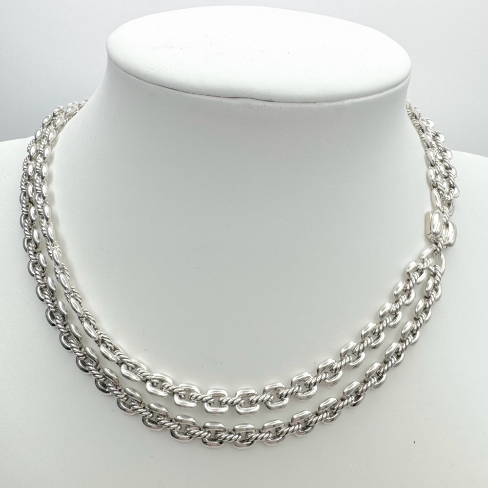 David YurmanThoroughbred Double Row Cushion Link Necklace